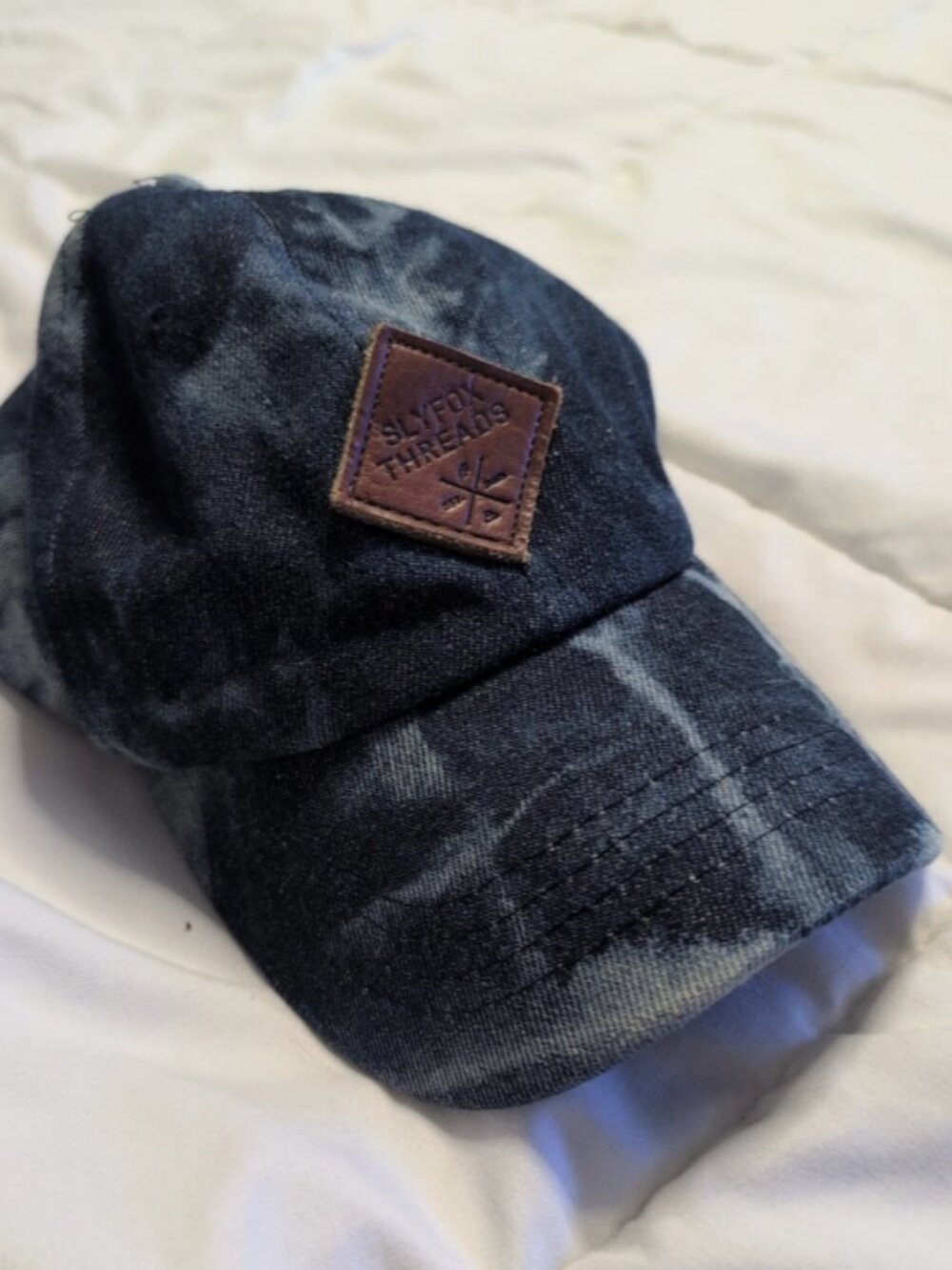 Sly Fox Threads Denim Dad Hat Adjustable Blue Baseball Cap Casual Streetwear